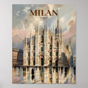Benutzerdefinierte Mailand-Dom-Mailand-Wasserfarbe Poster