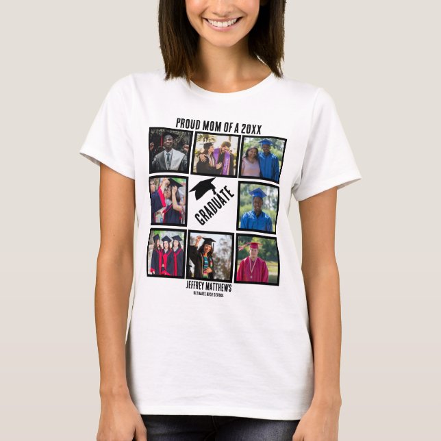 Benutzerdefinierte Mama der Abschluss-FotoCollage T-Shirt (Vorderseite)