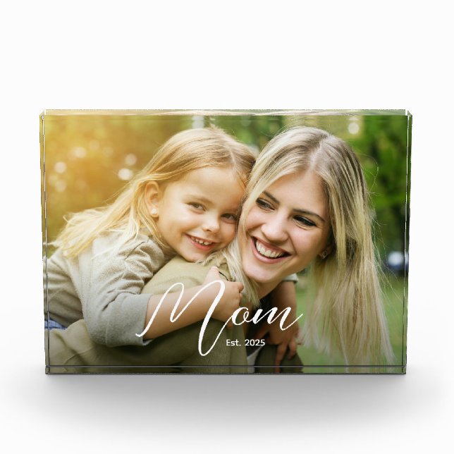 Benutzerdefinierte Mama Established Modern Script  Fotoblock (Vorderseite)