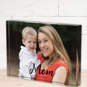 Benutzerdefinierte Mama hat modernes Skript erstel Fotoblock