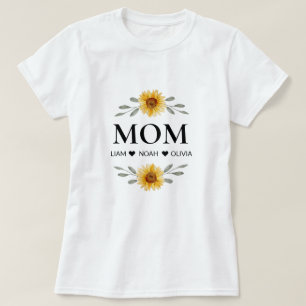 Benutzerdefinierte Mama mit Kindern Namen Mütter T T-Shirt