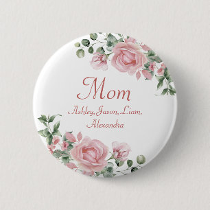 Benutzerdefinierte Mama Rosen Rosen Blumenmuster 4 Button
