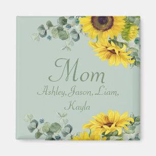 Benutzerdefinierte Mama Sonnenblume Floral 4 bis 8 Magnet