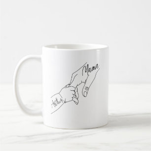 Benutzerdefinierte Mama und Kinder halten Händchen Kaffeetasse