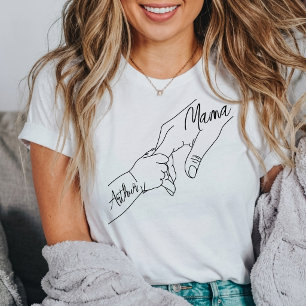 Benutzerdefinierte Mama und Kinder halten Händchen T-Shirt