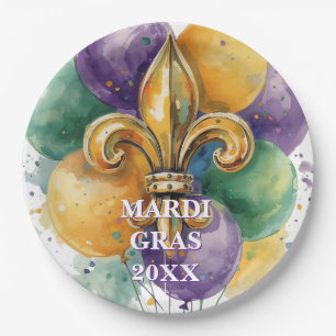 Benutzerdefinierte Mardi Gras Farben Pappteller