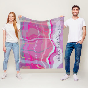 Benutzerdefinierte Marmor-Plaid-Karo-Pink-Violett- Fleecedecke