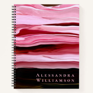 Benutzerdefinierte Marmorstreifen Rosa Burgund Abs Notizbuch