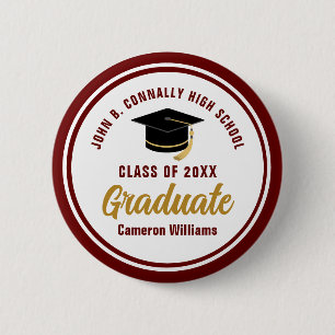 Benutzerdefinierte Maroon Gold Absolvent 2026 Absc Button