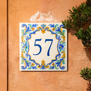Benutzerdefinierte mediterrane Azulejo-Hausnummern Fliese