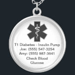 Benutzerdefinierte medizinische Warnmeldung Schwar Versilberte Kette<br><div class="desc">Passen Sie dieses Design an,  um medizinische Probleme,  Notrufnummern,  Allergien und vieles mehr aufzulisten. Ideal für kleine Kinder,  die Sie gerne mit Stil Kontakt-Informationen für Notfälle tragen möchten. Sehen Sie meine anderen Farben.</div>