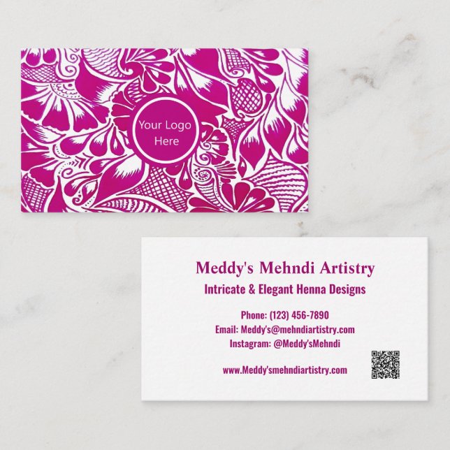 Benutzerdefinierte Mehndi Artist Business Card mit Visitenkarte (Vorne/Hinten)