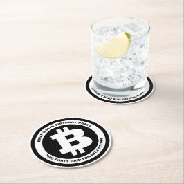 Benutzerdefinierte Meldung für Schwarzweiß-Bitcoin Runder Pappuntersetzer
