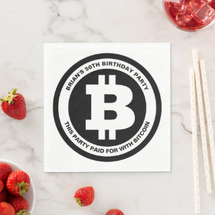 Benutzerdefinierte Meldung für Schwarzweiß-Bitcoin Serviette