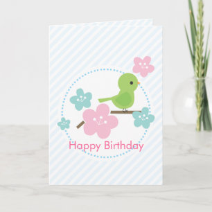 Benutzerdefinierte Meldung "Green Bird and Cherry" Karte