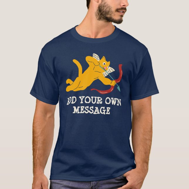 Benutzerdefinierte Message Cat Cupid Valentinstag  T-Shirt (Vorderseite)