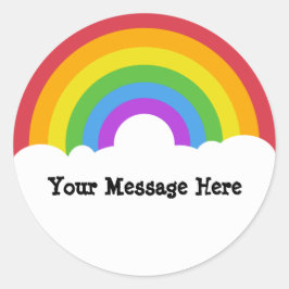 Benutzerdefinierte Message Rainbow und Wolken Runder Aufkleber