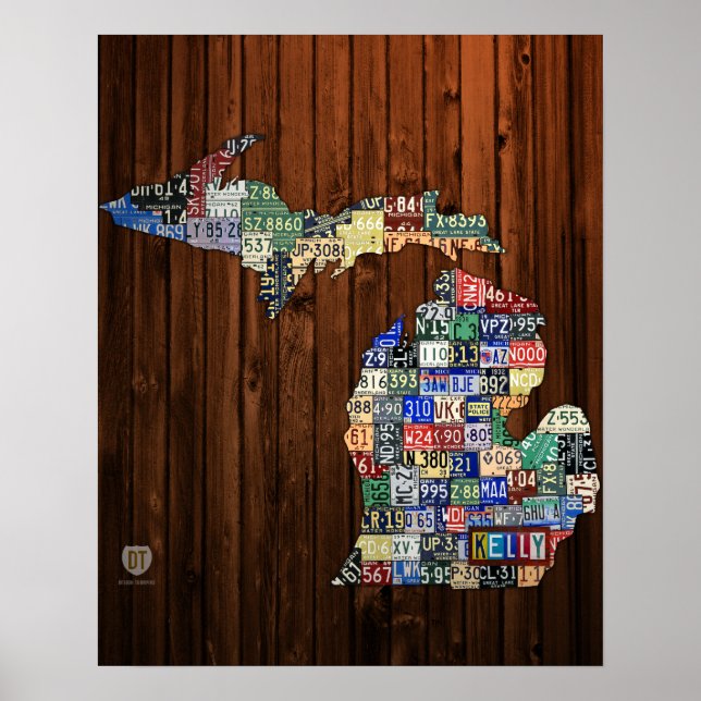 Benutzerdefinierte Michigan-Lizenzplakette Karte/  Poster (Vorne)