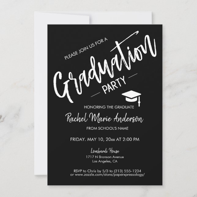 Benutzerdefinierte Minimalistische Graduierungspar Einladung (Vorderseite)