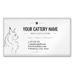 Benutzerdefinierte Minimalistische Maine Coon Katz Magnetische Visitenkarte