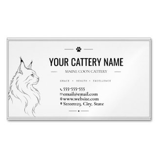 Benutzerdefinierte Minimalistische Maine Coon Katz Magnetische Visitenkarte