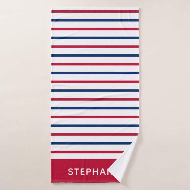 Benutzerdefinierte Minimalistische Rot- und Blaust Badehandtuch (Badehandtuch)