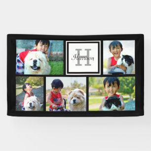Benutzerdefinierte Mit Monogramm 5-Foto-Mosaik-Bil Banner