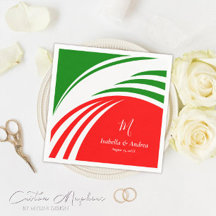 Benutzerdefinierte Mit Monogramm italienische Flag Serviette