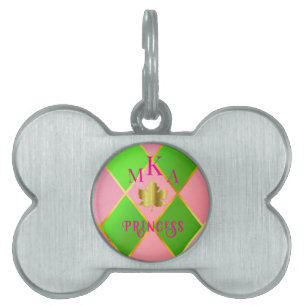 Benutzerdefinierte Mit Monogramm Rosa und grüne Ra Tiermarke
