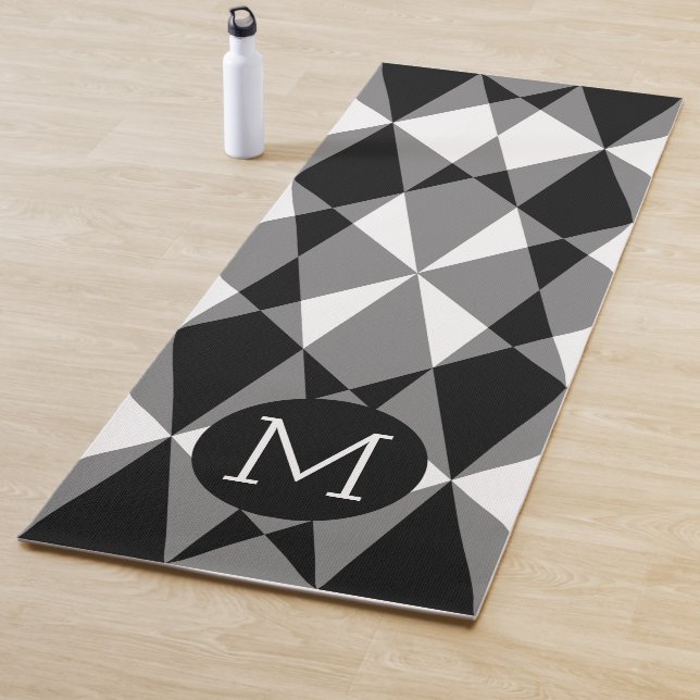 Benutzerdefinierte Mit Monogramm Schwarz-weiße Qua Yogamatte (Beispiel)