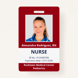 Benutzerdefinierte Mitarbeiter Foto Dark Red Medic Ausweis