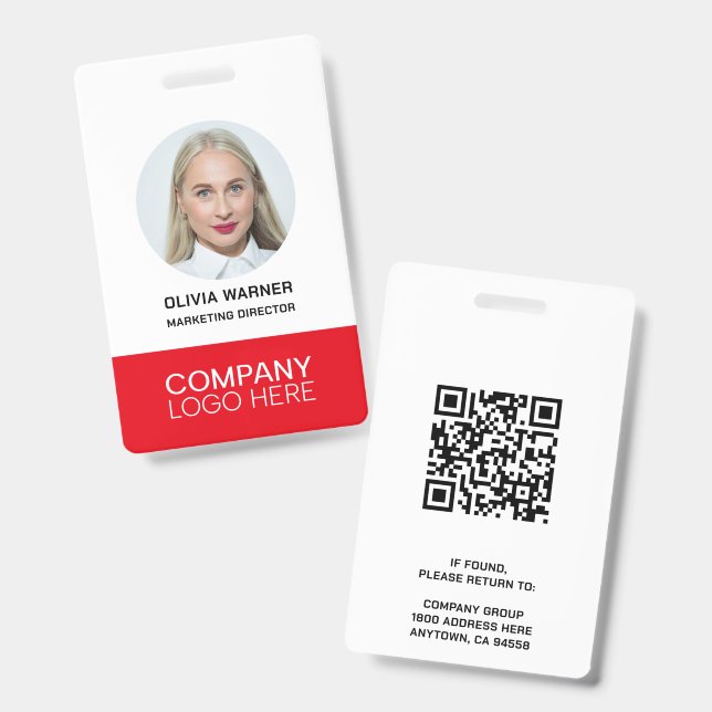 Benutzerdefinierte Mitarbeiter-Foto-ID mit QR-Code Ausweis (Vorder- & Rückseite)