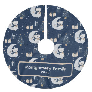 Benutzerdefinierte Mitternachtsweihnachten Navy, Polyester Weihnachtsbaumdecke