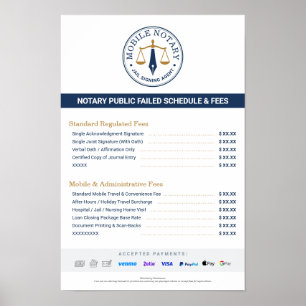 Benutzerdefinierte mobile Notar-Gebührentabelle Pr Poster