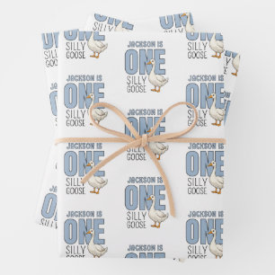 Benutzerdefinierte moderne blaue dumme Gans zum er Geschenkpapier Set
