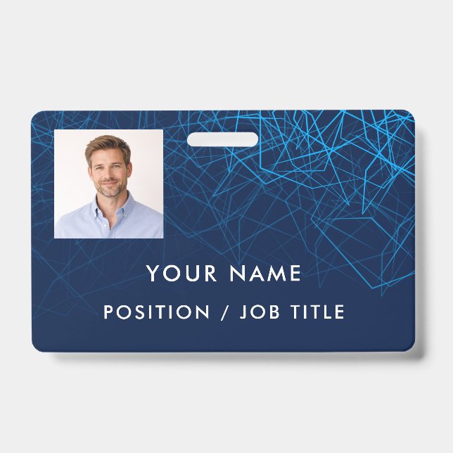 Benutzerdefinierte moderne blaue Tech-Profifoto-ID Ausweis (Vorderseite)