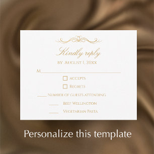 Benutzerdefinierte moderne elegante Schrift Gold & RSVP Karte