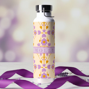 Benutzerdefinierte moderne florale lila und cremef trinkflasche