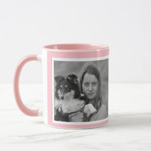 Benutzerdefinierte moderne Rosa 2-Foto-Collage Tasse