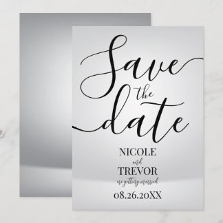 Benutzerdefinierte moderne silberne minimalistisch save the date