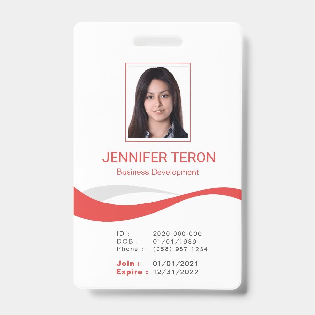 Benutzerdefinierte moderne weiße Mitarbeiter-ID-Ka Ausweis (Front)