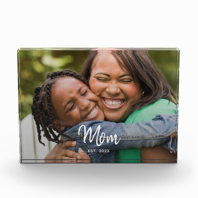 Benutzerdefinierte Mom Established Modern Script F Fotoblock (Vorderseite)