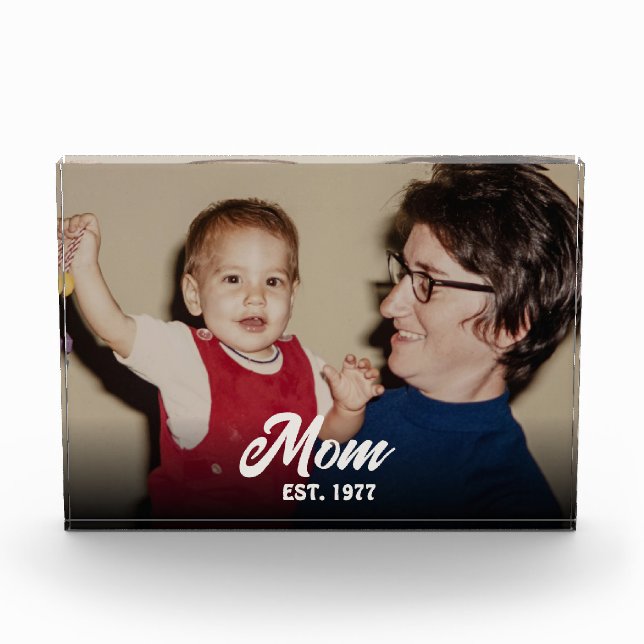 Benutzerdefinierte Mom Established Modern Script Fotoblock (Vorderseite)