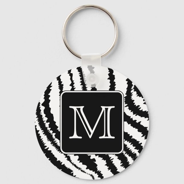 Benutzerdefinierte Monogram, Zebra Muster Animal P Schlüsselanhänger (Vorderseite)