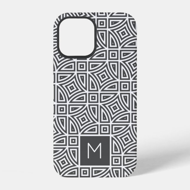 Benutzerdefinierte Monogramm-Abstraktmuster-Handyh iPhone 12 Hülle (Rückseite)