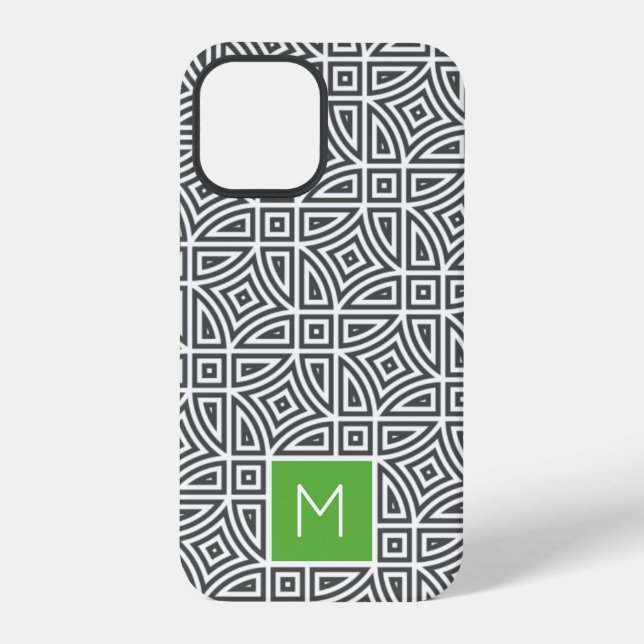 Benutzerdefinierte Monogramm-Abstraktmuster-Handyh iPhone 12 Pro Hülle (Rückseite)
