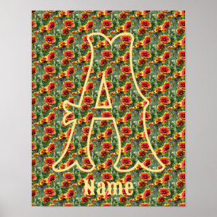 Benutzerdefinierte Monogramm Anfangsbuchstabe Name Poster