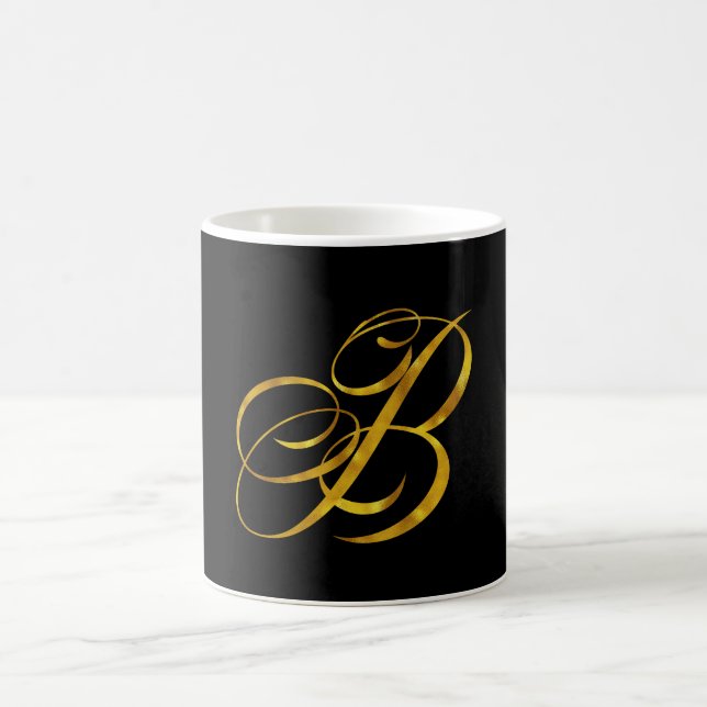 Benutzerdefinierte Monogramm-B-Imitat Gold Foil Mo Kaffeetasse (Mittel)