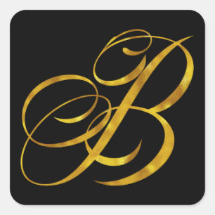 Benutzerdefinierte Monogramm-B-Imitat Gold Foil Mo Quadratischer Aufkleber