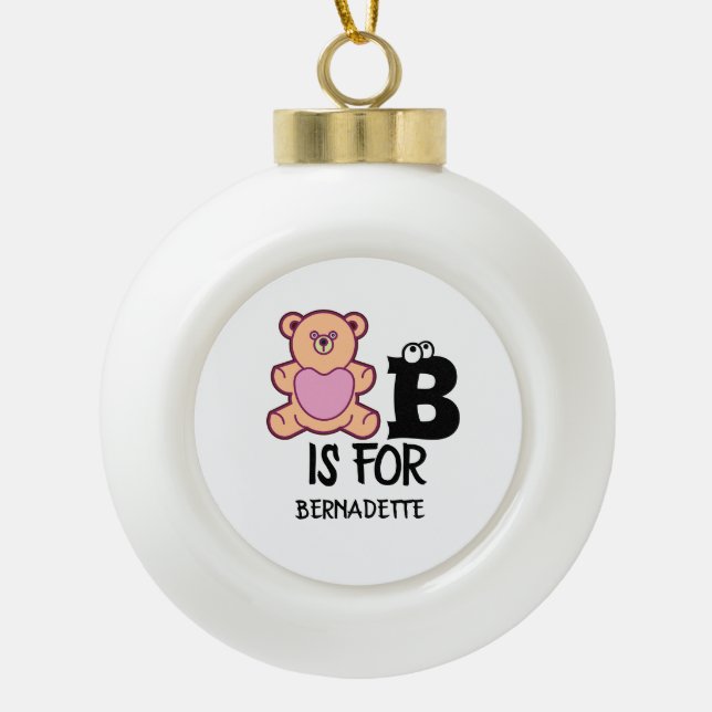 Benutzerdefinierte Monogramm B ist für ein lustige Keramik Kugel-Ornament (Vorderseite)
